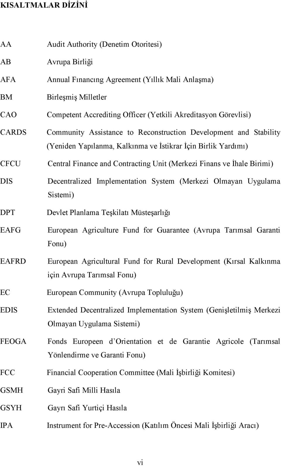 Birlik Yardımı) Central Finance and Contracting Unit (Merkezi Finans ve Đhale Birimi) Decentralized Implementation System (Merkezi Olmayan Uygulama Sistemi) Devlet Planlama Teşkilatı Müsteşarlığı