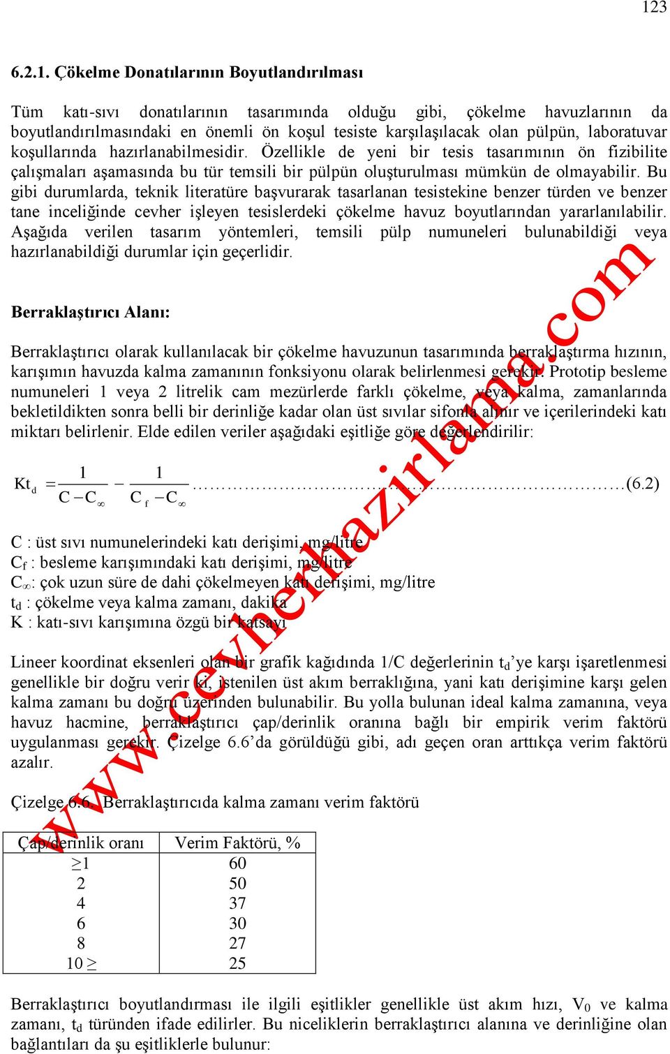 Bu gibi durumlarda, eknik lieraüre başvurarak asarlanan esisekine benzer ürden ve benzer ane inceliğinde cevher işleyen esislerdeki çökelme havuz boyularından yararlanılabilir.