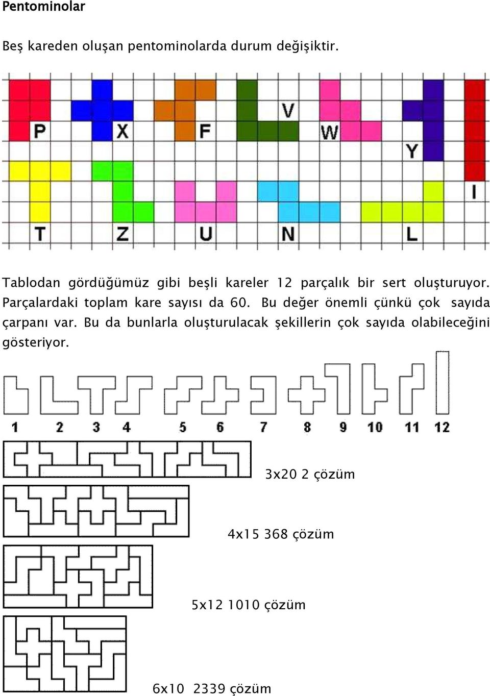 Parçalardaki toplam kare sayısı da 60. Bu değer önemli çünkü çok sayıda çarpanı var.