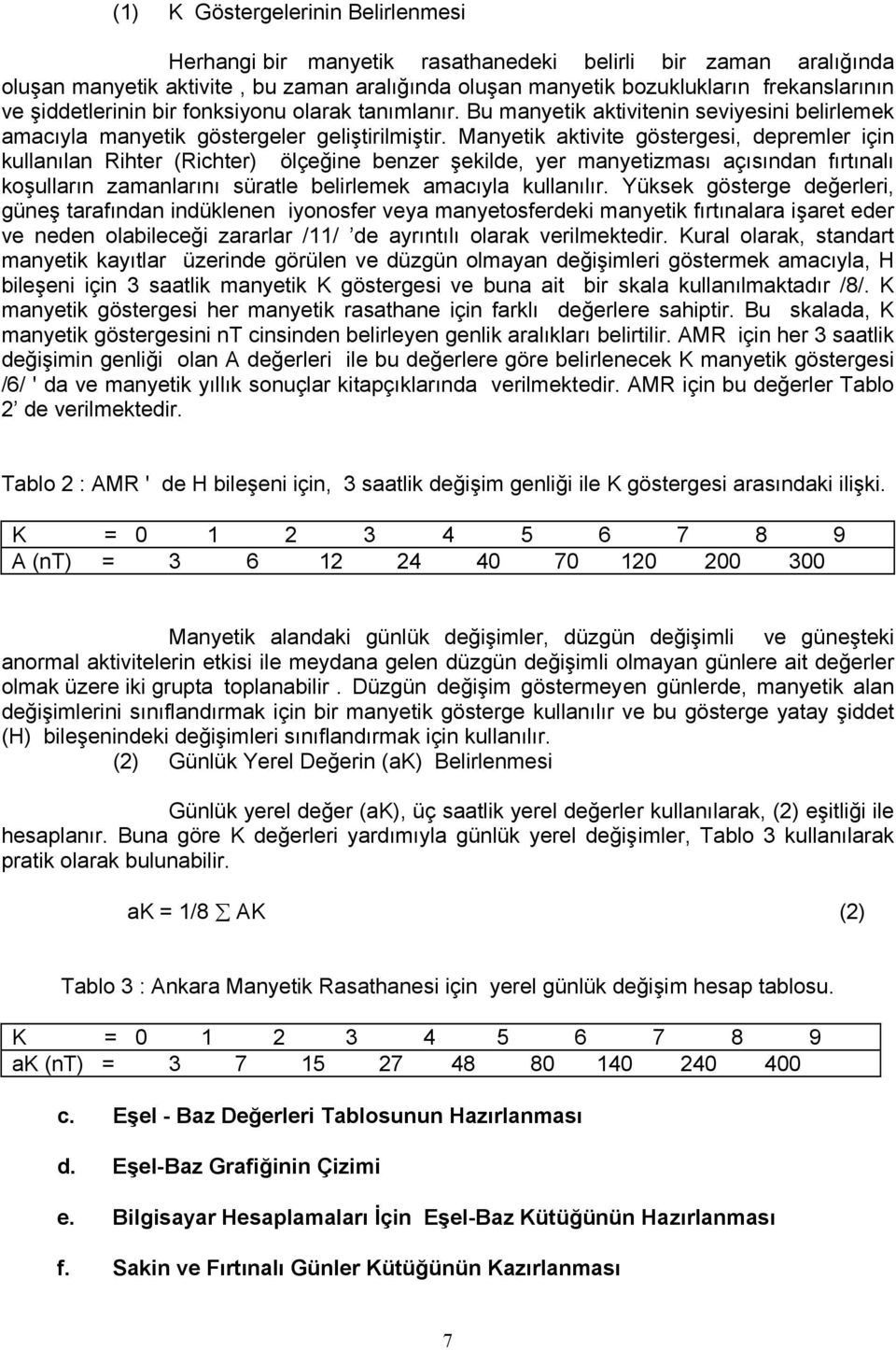 Manyetik aktivite göstergesi, depremler için kullanılan Rihter (Richter) ölçeğine benzer şekilde, yer manyetizması açısından fırtınalı koşulların zamanlarını süratle belirlemek amacıyla kullanılır.