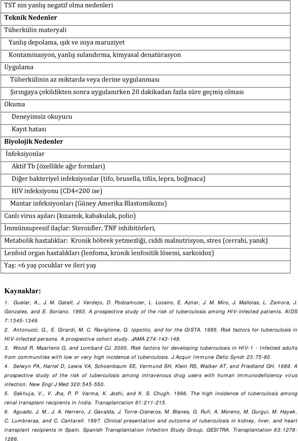 (özellikle ağır formları) Diğer bakteriyel infeksiyonlar (tifo, brusella, tifüs, lepra, boğmaca) HIV infeksiyonu (CD4<200 ise) Mantar infeksiyonları (Güney Amerika Blastomikozu) Canlı virus aşıları