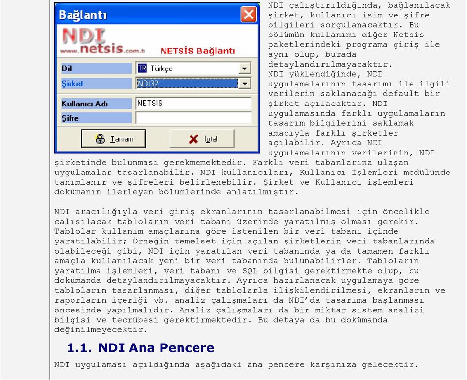 NDI yüklendiğinde, NDI uygulamalarının tasarımı ile ilgili verilerin saklanacağı default bir şirket açılacaktır.