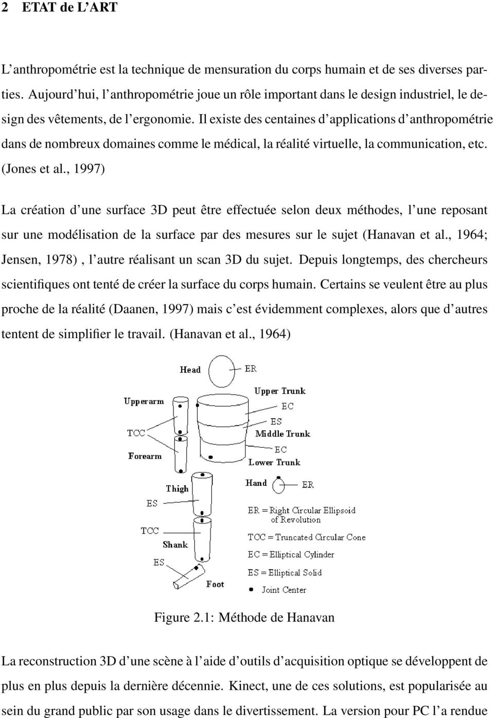 Il existe des centaines d applications d anthropométrie dans de nombreux domaines comme le médical, la réalité virtuelle, la communication, etc. (Jones et al.