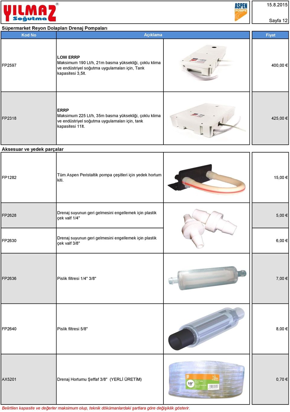 425,00 Aksesuar ve yedek parçalar FP1282 Tüm Aspen Peristaltik pompa çeşitleri için yedek hortum kiti.