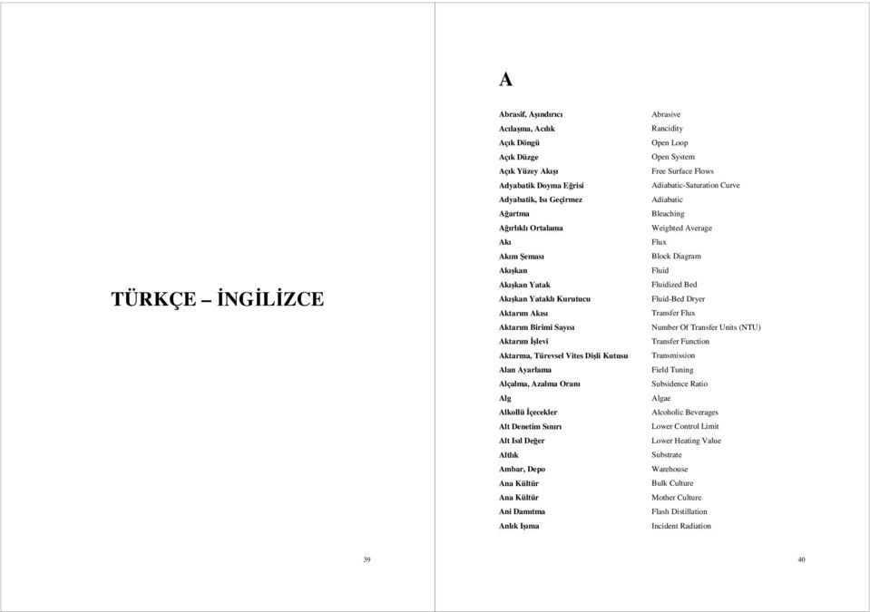 Sınırı Alt Isıl Değer Altlık Ambar, Depo Ana Kültür Ana Kültür Ani Damıtma Anlık Işıma Abrasive Rancidity Open Loop Open System Free Surface Flows Adiabatic-Saturation Curve Adiabatic Bleaching