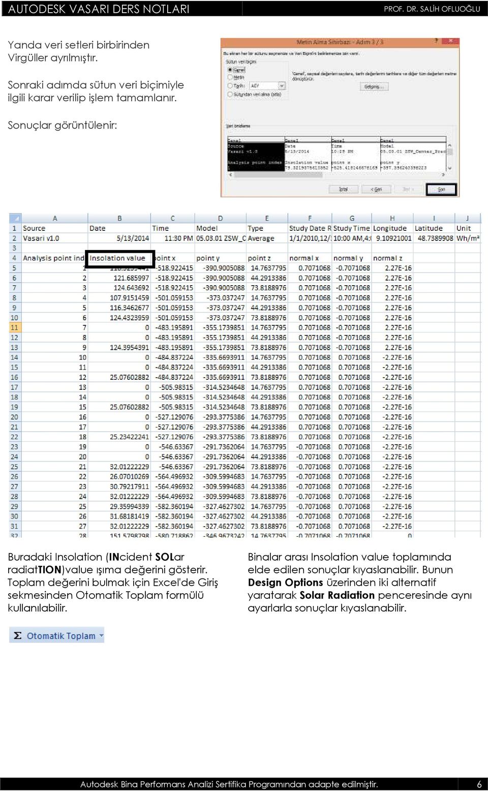 Toplam değerini bulmak için Excel'de Giriş sekmesinden Otomatik Toplam formülü kullanılabilir.