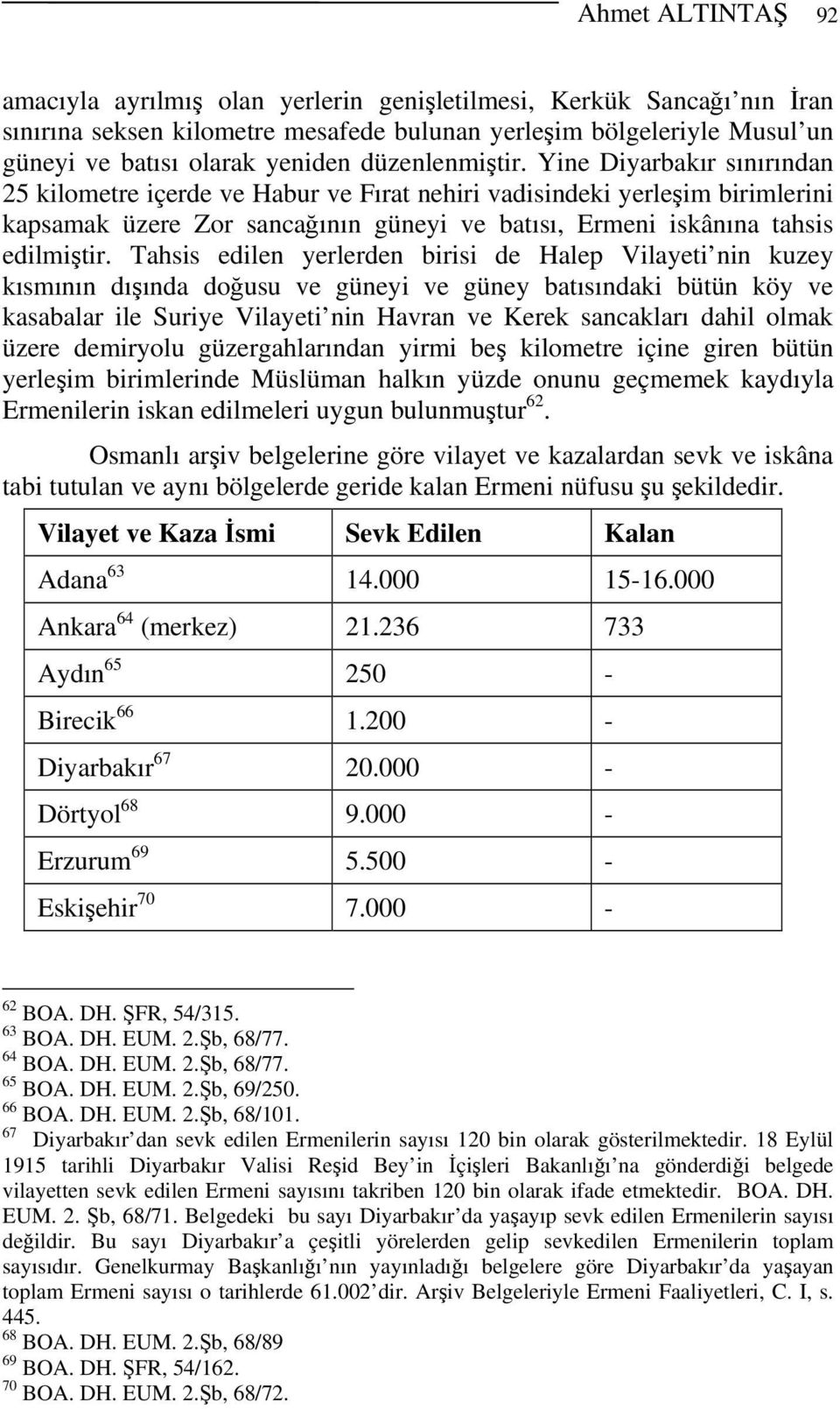 Yine Diyarbakır sınırından 25 kilometre içerde ve Habur ve Fırat nehiri vadisindeki yerleşim birimlerini kapsamak üzere Zor sancağının güneyi ve batısı, Ermeni iskânına tahsis edilmiştir.