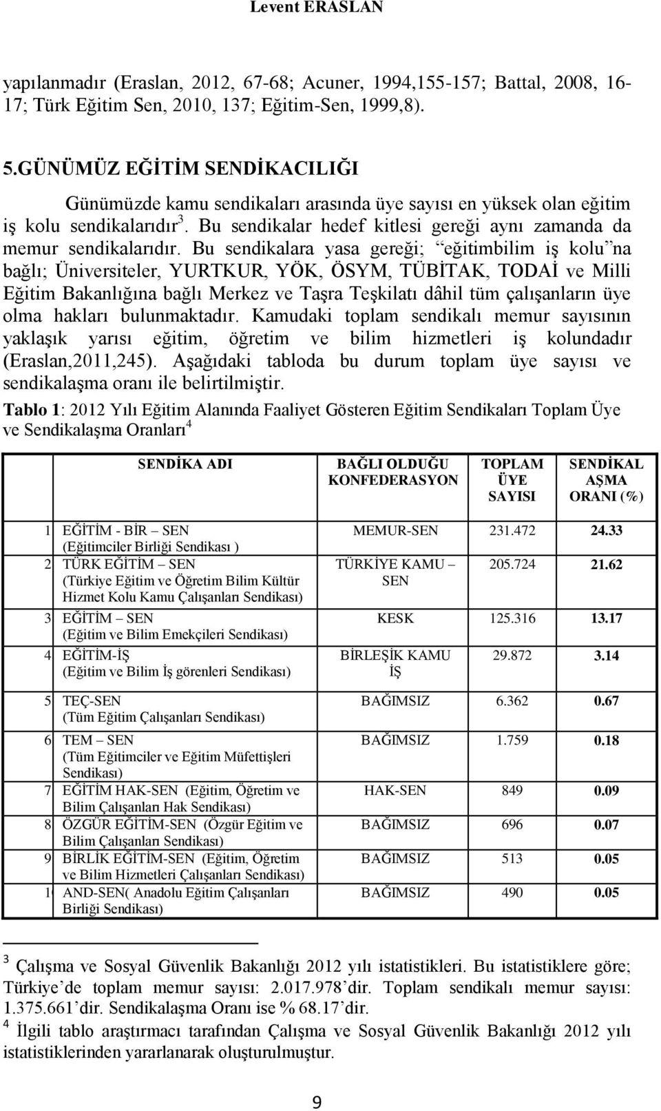 Bu sendikalara yasa gereği; eğitimbilim iş kolu na bağlı; Üniversiteler, YURTKUR, YÖK, ÖSYM, TÜBİTAK, TODAİ ve Milli Eğitim Bakanlığına bağlı Merkez ve Taşra Teşkilatı dâhil tüm çalışanların üye olma