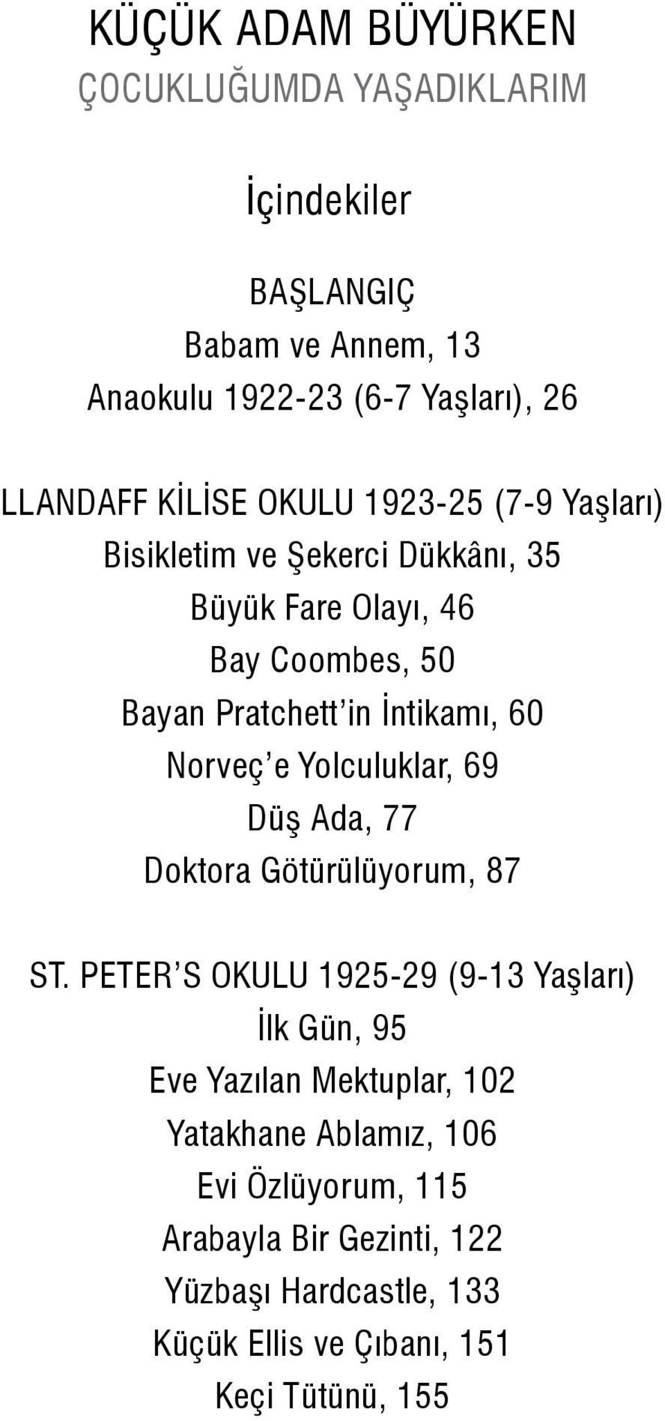 60 Norveç e Yolculuklar, 69 Düş Ada, 77 Doktora Götürülüyorum, 87 ST.