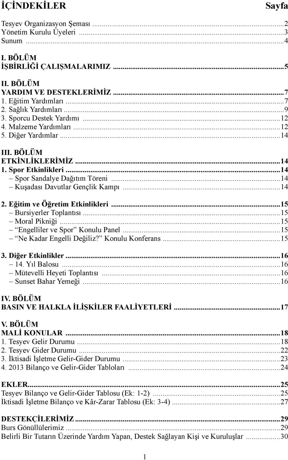 ..14 Kuşadası Davutlar Gençlik Kampı...14 2. Eğitim ve Öğretim Etkinlikleri...15 Bursiyerler Toplantısı...15 Moral Pikniği...15 Engelliler ve Spor Konulu Panel...15 Ne Kadar Engelli Değiliz?