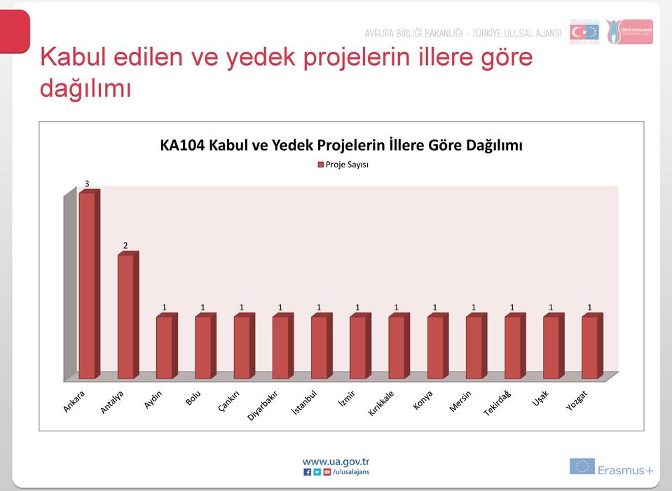 ve Yedek Projelerin İllere Göre