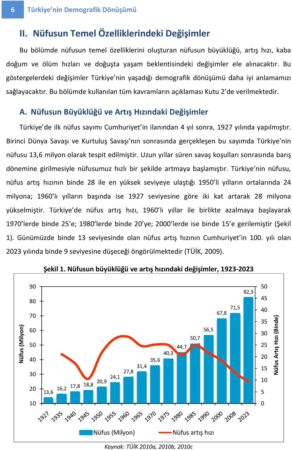 alınacaktır. Bu göstergelerdeki değişimler Türkiye nin yaşadığı demografik dönüşümü daha iyi anlamamızı sağlayacaktır. Bu bölümde kullanılan tüm kavramların açıklaması Kutu 2 de verilmektedir. A.