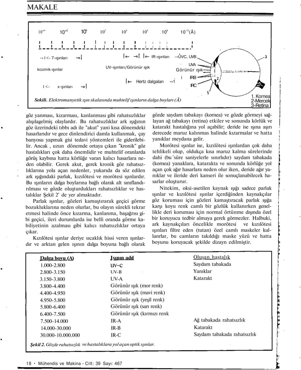 Kornea 2-Mercek 3-Retina göz yanması, kızarması, kanlanması gibi rahatsızlıklar alışılagelmiş olaylardır.