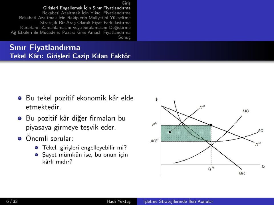 Bu pozitif kâr diğer firmaları bu piyasaya girmeye teşvik eder.