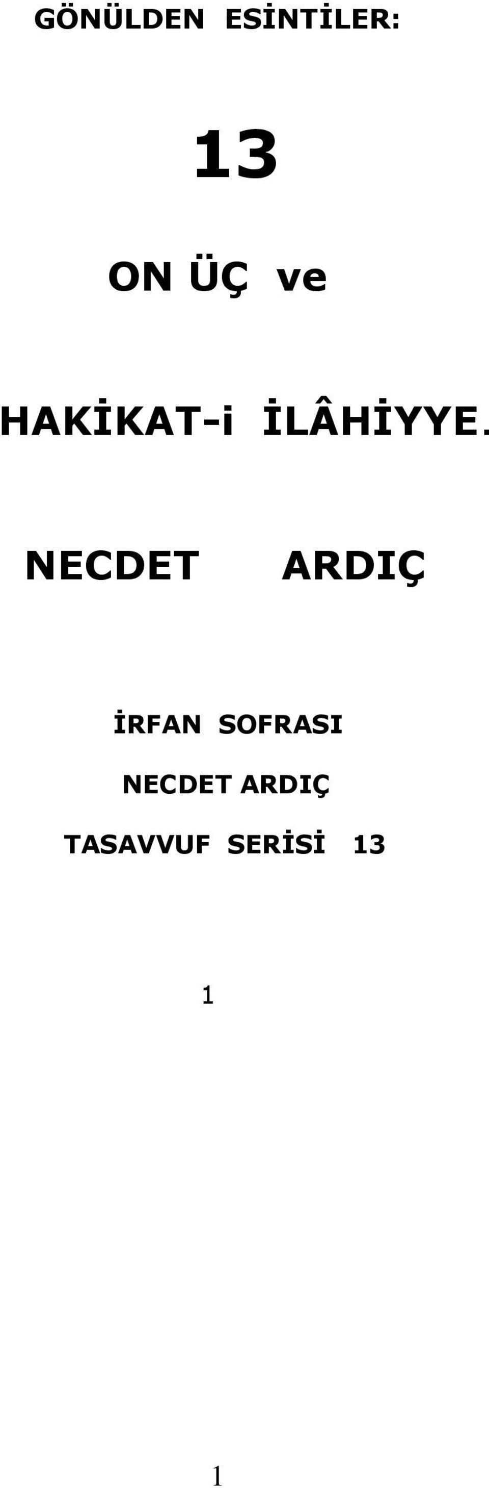 NECDET ARDIÇ İRFAN SOFRASI