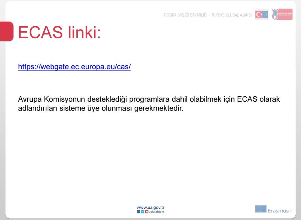 programlara dahil olabilmek için ECAS