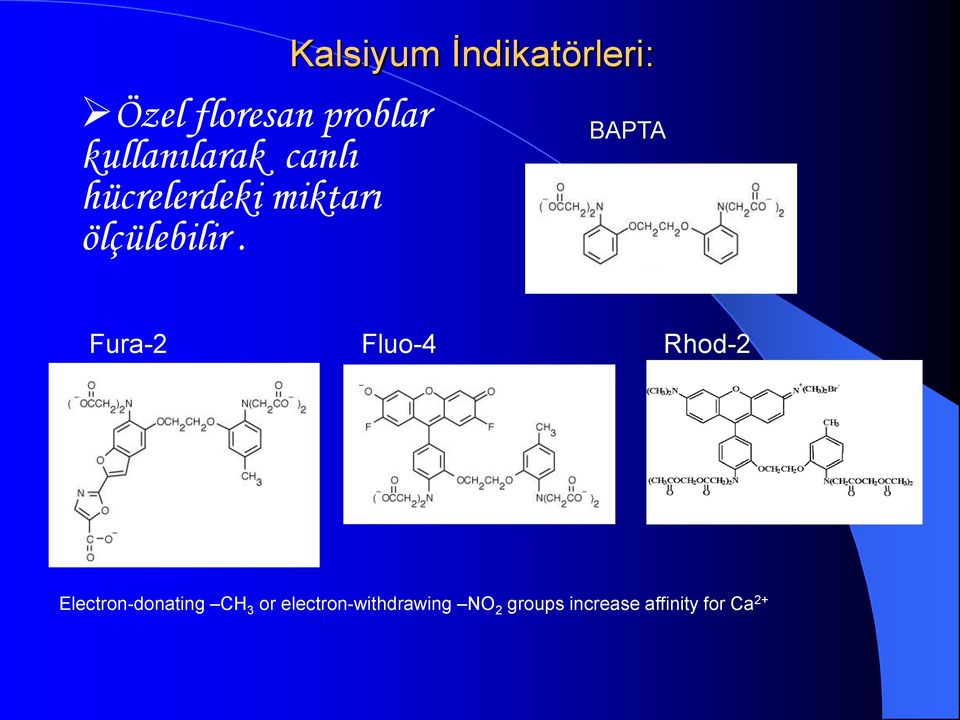 Kalsiyum İndikatörleri: BAPTA Fura-2 Fluo-4 Rhod-2