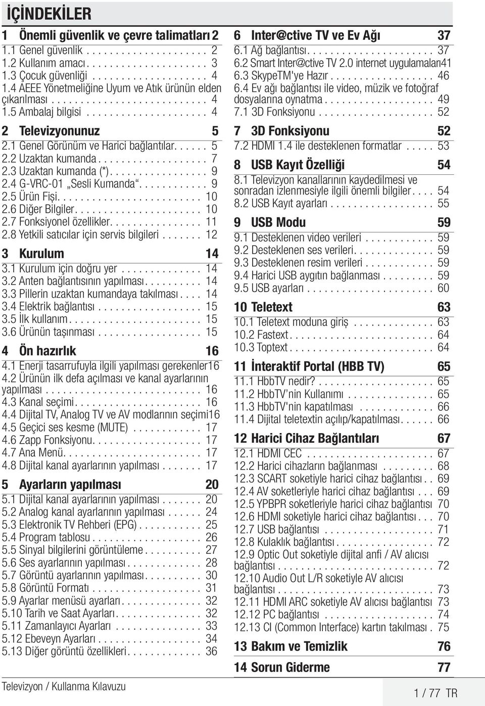 .................. 7 2.3 Uzaktan kumanda (*)................. 9 2.4 G-VRC-01 Sesli Kumanda............ 9 2.5 Ürün Fişi......................... 10 2.6 Diğer Bilgiler...................... 10 2.7 Fonksiyonel özellikler.