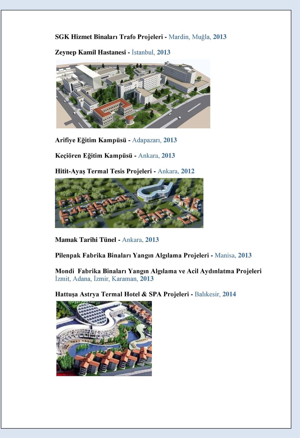 - Ankara, 2013 Pilenpak Fabrika Binaları Yangın Algılama Projeleri - Manisa, 2013 Mondi Fabrika Binaları Yangın Algılama