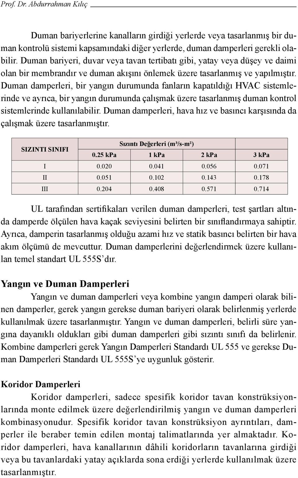 Duman damperleri, bir yangın durumunda fanların kapatıldığı HVAC sistemlerinde ve ayrıca, bir yangın durumunda çalışmak üzere tasarlanmış duman kontrol sistemlerinde kullanılabilir.