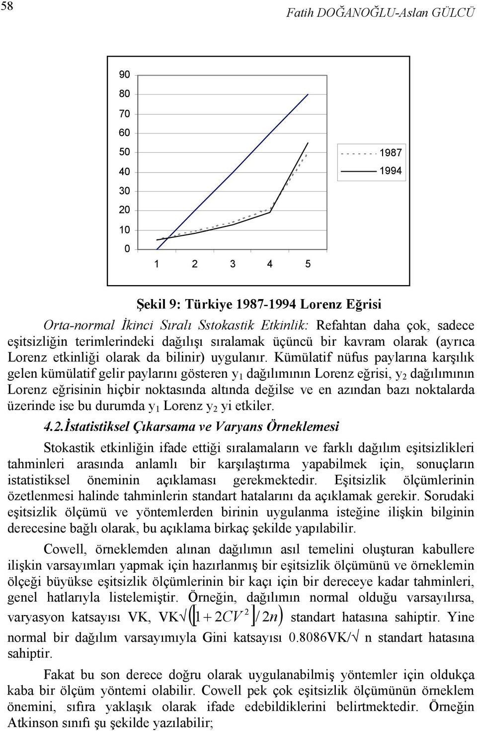 Kümülati nüus paylarına karşılık gelen kümülati gelir paylarını gösteren y dağılımının Lorenz eğrisi, y 2 dağılımının Lorenz eğrisinin hiçbir noktasında altında değilse ve en azından bazı noktalarda