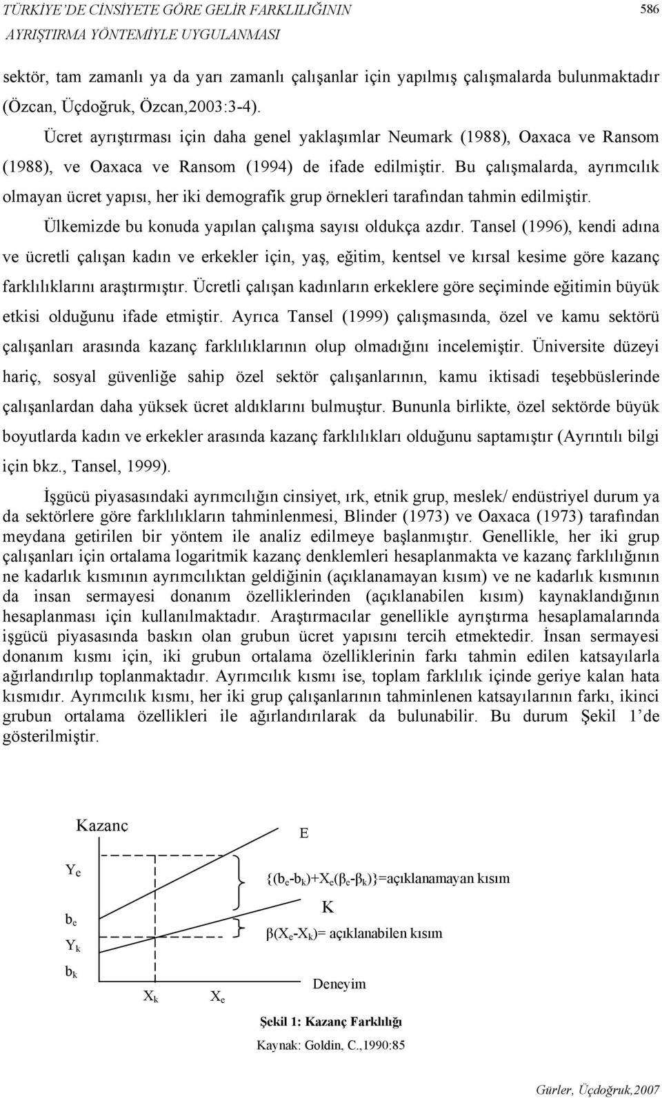 Bu çalışmalarda, ayrımcılık olmayan ücret yapısı, her iki demografik grup örnekleri tarafından tahmin edilmiştir. Ülkemizde bu konuda yapılan çalışma sayısı oldukça azdır.