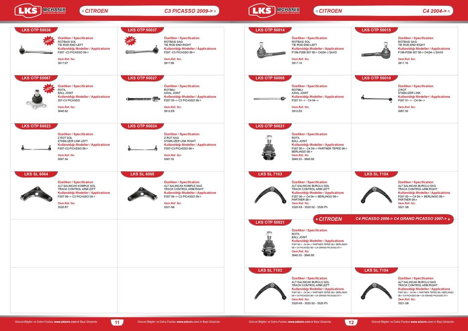 50 LKS OTP 50023 LKS OTP 50024 LKS OTP 50021 SOL LEFT P207C3 PICASSO 09> 5087.54 SAG RIGHT P207C3 PICASSO 09> 5087.55 P307 00> C4 04> PARTNER TEPEE 08> BERLINGO 08> 3640.53 3640.