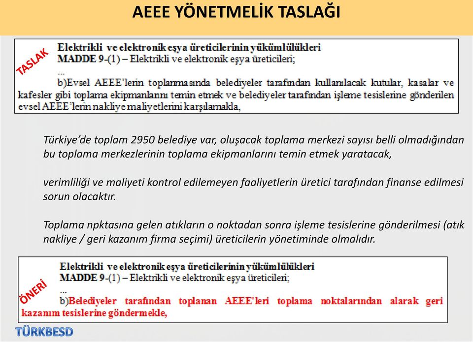 faaliyetlerin üretici tarafından finanse edilmesi sorun olacaktır.