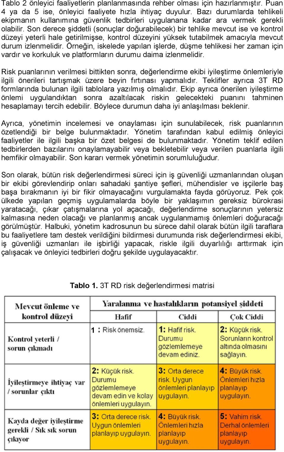 Son derece şiddetli (sonuçlar doğurabilecek) bir tehlike mevcut ise ve kontrol düzeyi yeterli hale getirilmişse, kontrol düzeyini yüksek tutabilmek amacıyla mevcut durum izlenmelidir.