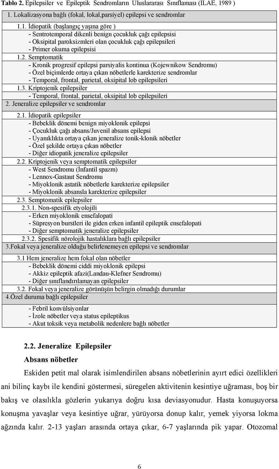 2. Semptomatik - Kronik progresif epilepsi parsiyalis kontinua (Kojewnikow Sendromu) - Özel biçimlerde ortaya çıkan nöbetlerle karekterize sendromlar - Temporal, frontal, parietal, oksipital lob