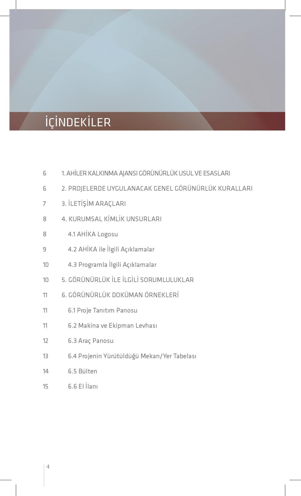 KURUMSAL KİMLİK UNSURLARI 4.1 AHİKA 4.2 AHİKA ile İlgili Açıklamalar 4.3 Programla İlgili Açıklamalar 5.