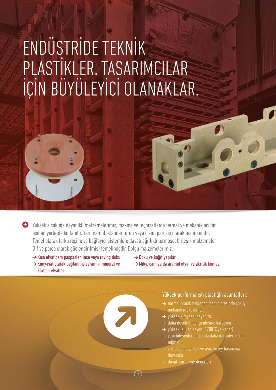 Temel olarak farklı reçine ve bağlayıcı sistemlere dayalı ağırlıklı termoset birleşik malzemeler (lif ve parça olarak güçlendirilmiş) temelindedir.