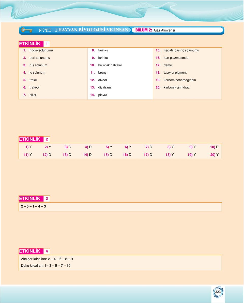 kan plazmasında 17. demir 18. taşıyıcı pigment 19. karbominohemoglobin 20.