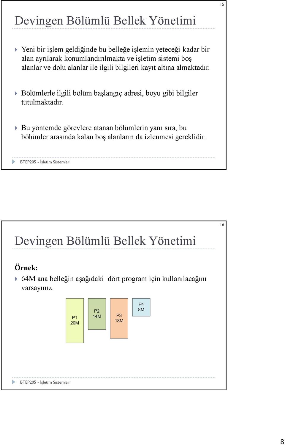 Bölümlerle ilgili bölüm başlangıç adresi, boyu gibi bilgiler tutulmaktadır.