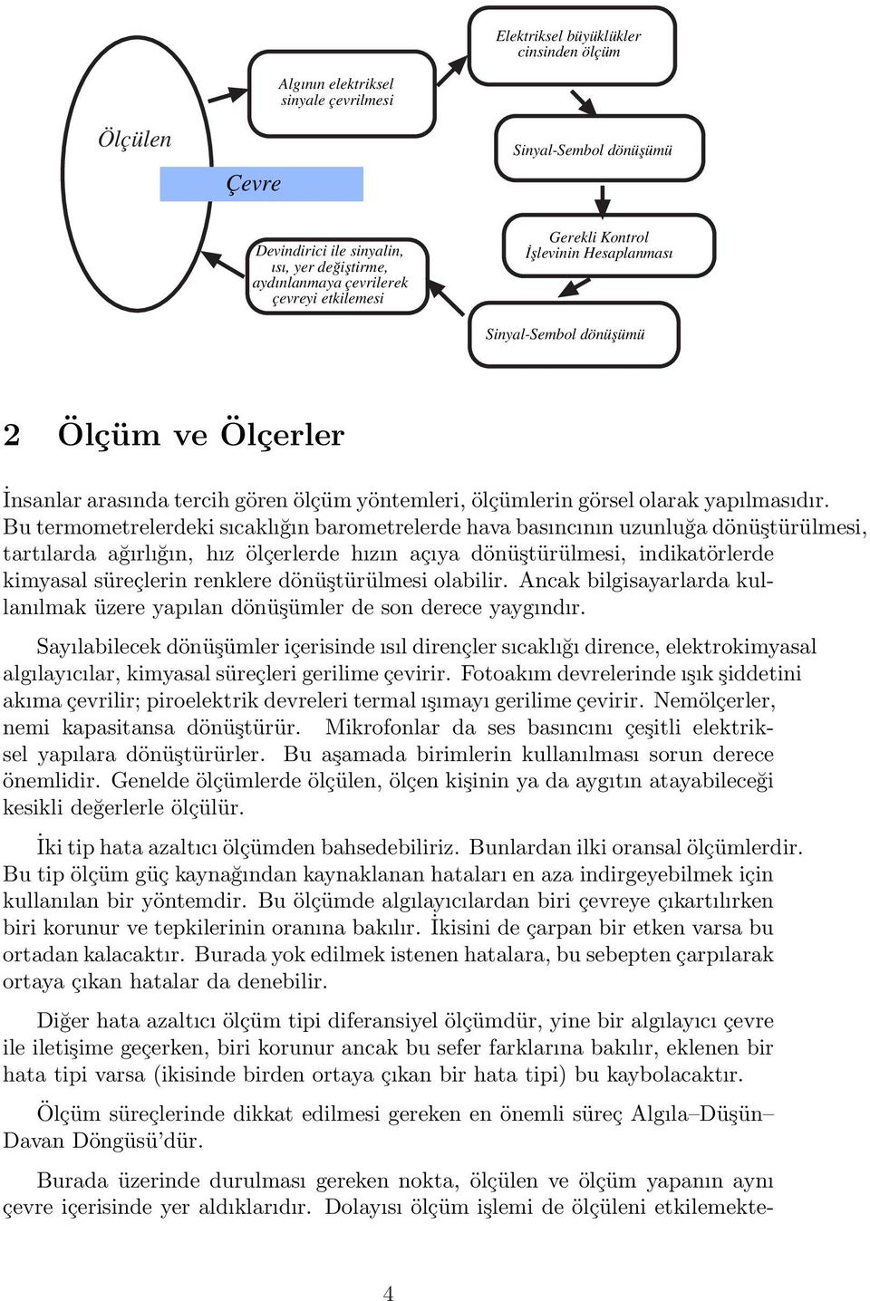 Bu termometrelerdeki sıcaklığın barometrelerde hava basıncının uzunluğa dönüştürülmesi, tartılarda ağırlığın, hız ölçerlerde hızın açıya dönüştürülmesi, indikatörlerde kimyasal süreçlerin renklere