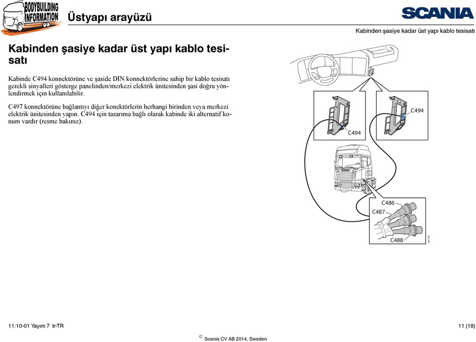 için kullanılabilir. C497 konnektörüne bağlantıyı diğer konektörlerin herhangi birinden veya merkezi elektrik ünitesinden yapın.