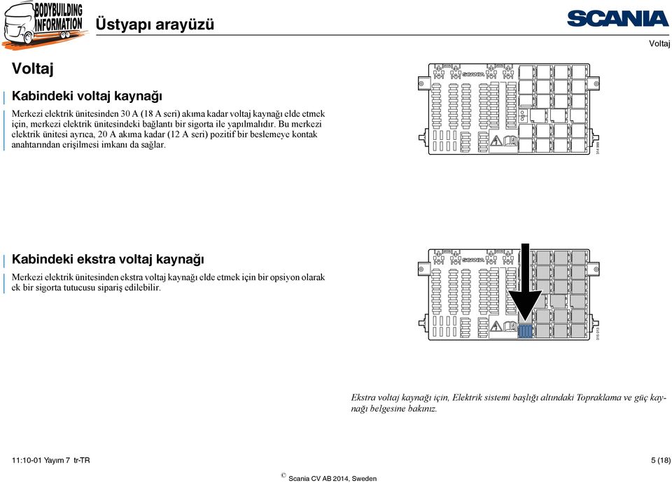 Bu merkezi elektrik ünitesi ayrıca, 20 A akıma kadar (12 A seri) pozitif bir beslemeye kontak anahtarından erişilmesi imkanı da sağlar.