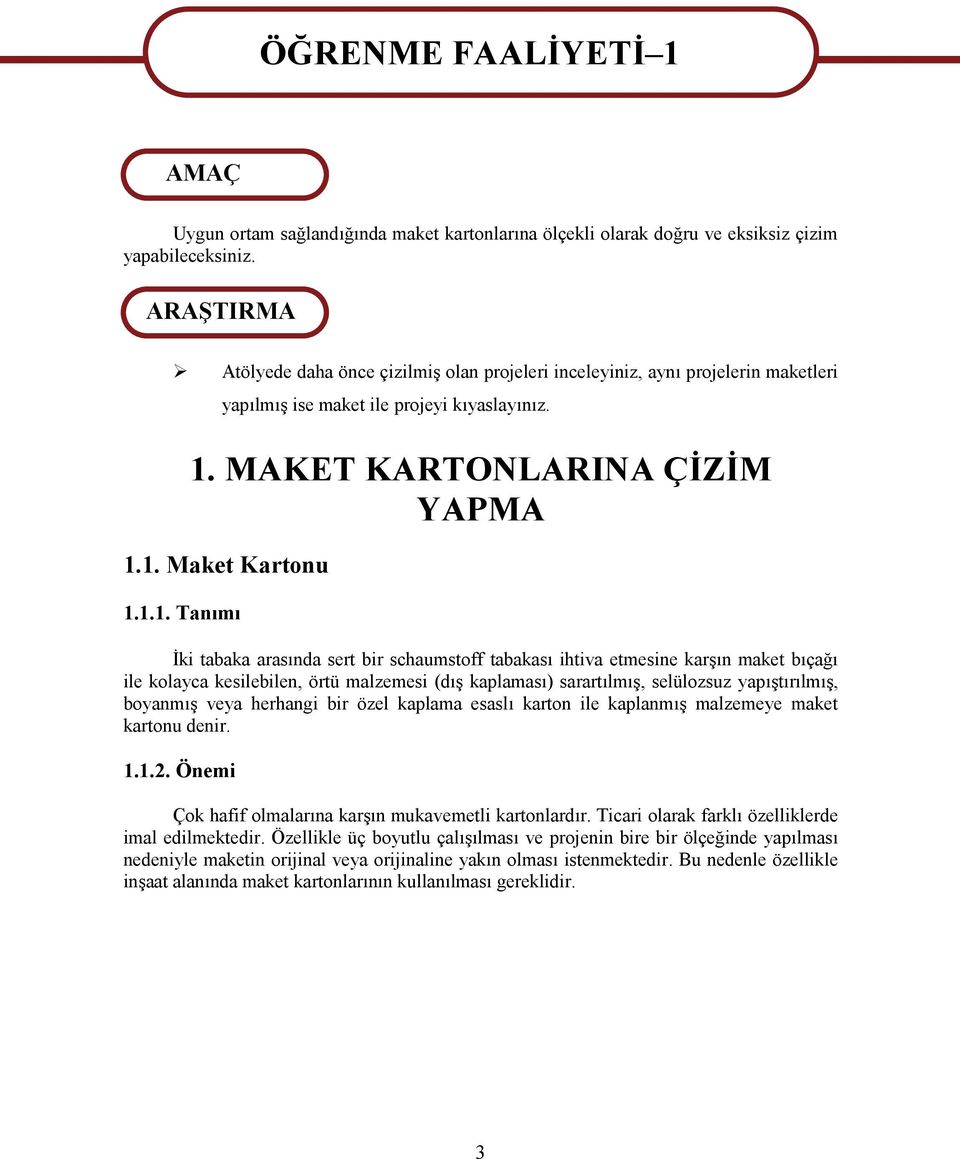 MAKET KARTONLARINA ÇİZİM YAPMA 1.