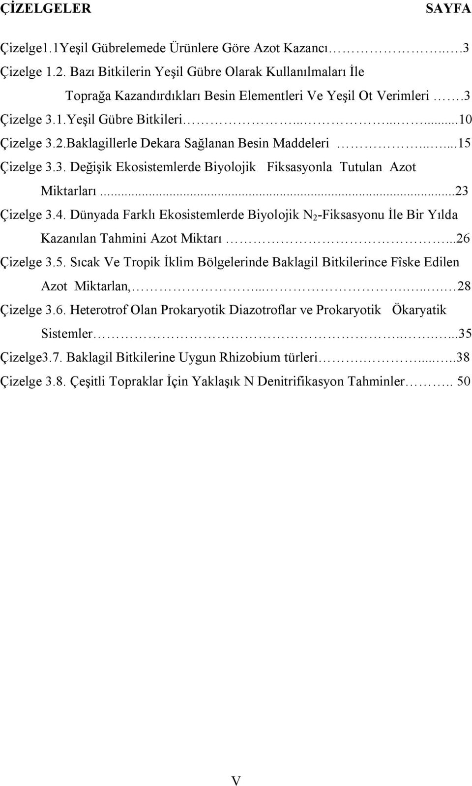 Baklagillerle Dekara Sağlanan Besin Maddeleri......15 Çizelge 3.3. Değişik Ekosistemlerde Biyolojik Fiksasyonla Tutulan Azot Miktarları...23 Çizelge 3.4.