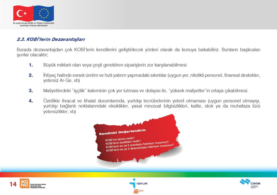 İhtiyaç halinde esnek üretim ve hızlı yatırım yapmadaki sıkıntılar (uygun yer, nitelikli personel, finansal destekler, yetersiz Ar-Ge, vb) 3.