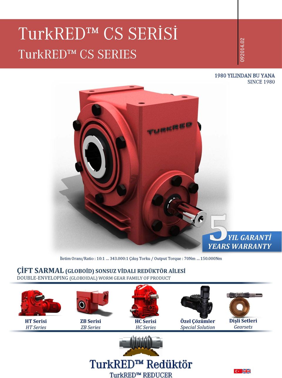 000Nm ÇİFT SARMAL (GLOBOİD) SONSUZ VİDALI REDÜKTÖR AİLESİ DOUBLE-ENVELOPING (GLOBOIDAL) WORM GEAR FAMILY OF