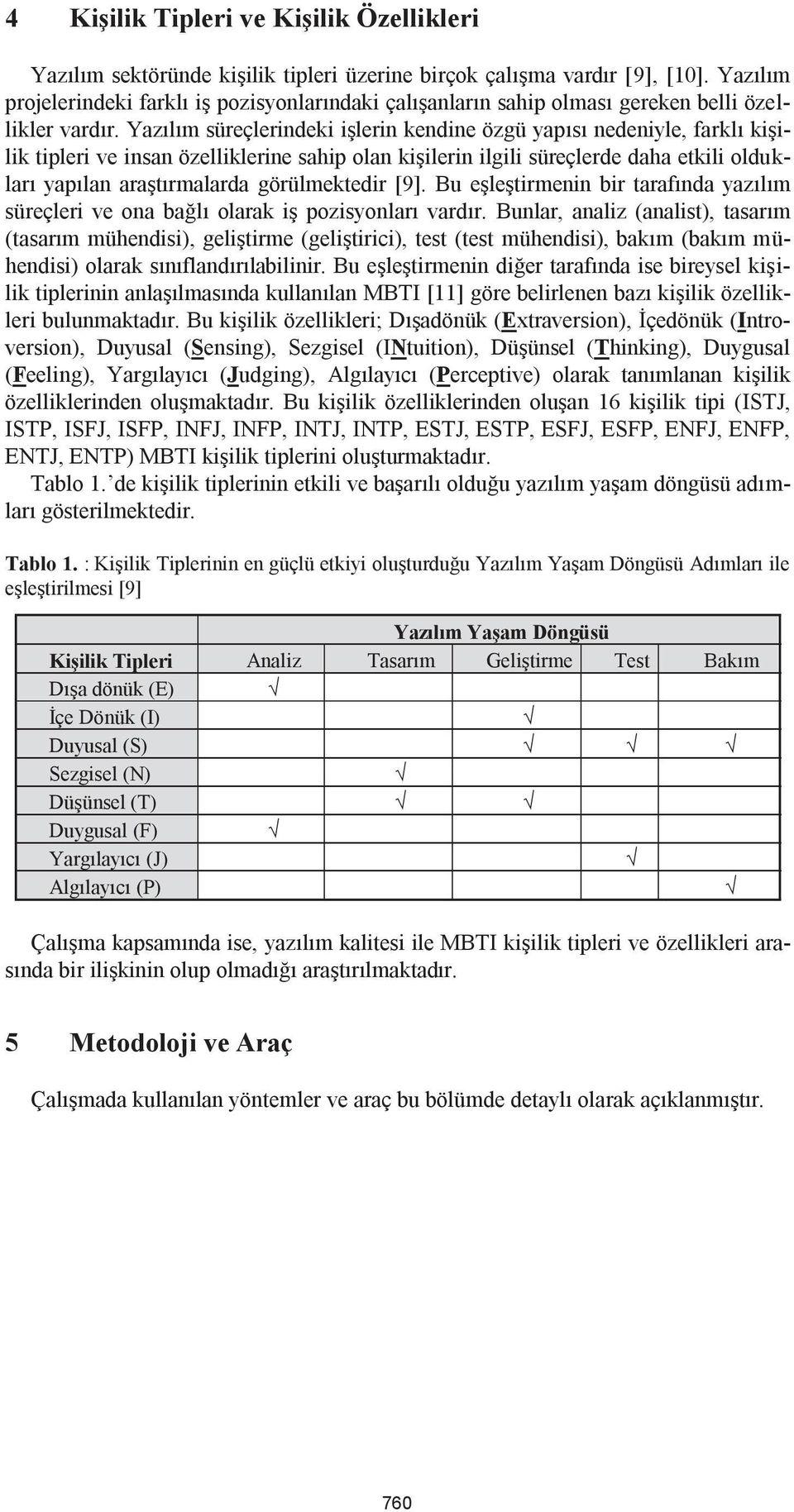 Yazılım süreçlerindeki işlerin kendine özgü yapısı nedeniyle, farklı kişilik tipleri ve insan özelliklerine sahip olan kişilerin ilgili süreçlerde daha etkili oldukları yapılan araştırmalarda