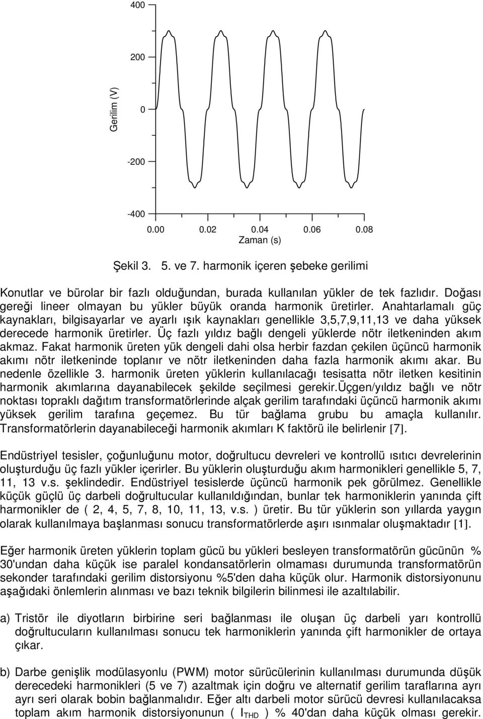 Anahtarlamalı güç kaynakları, bilgisayarlar ve ayarlı ışık kaynakları genellikle 3,5,7,9,11,13 ve daha yüksek derecede harmonik üretirler.