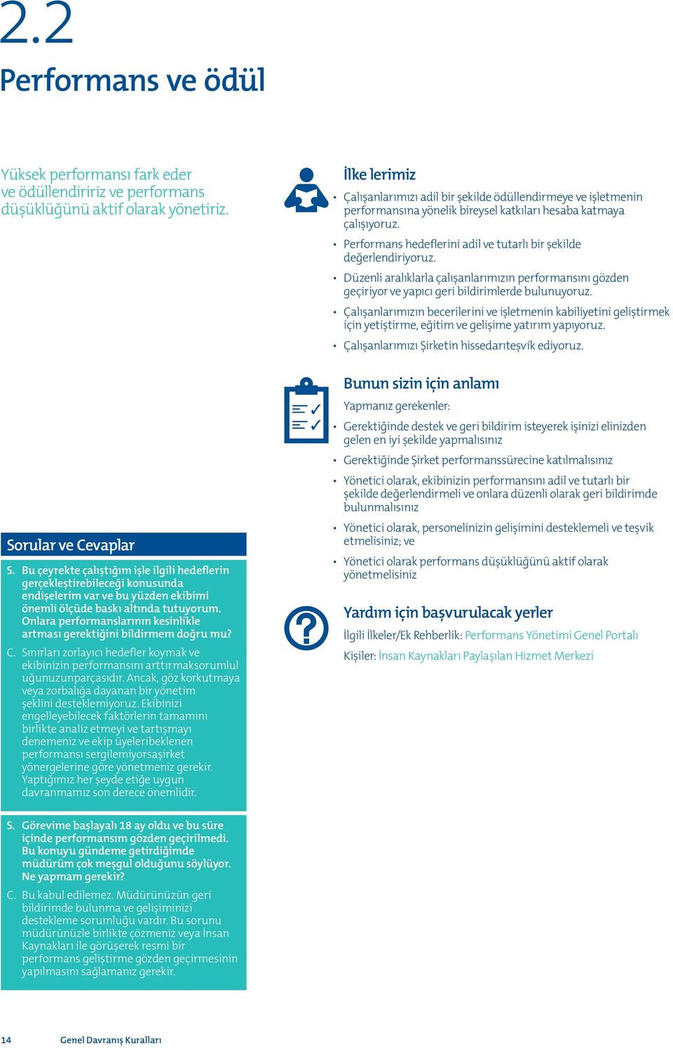 Onlara performanslarının kesinlikle artması gerektiğini bildirmem doğru mu? C. Sınırları zorlayıcı hedefler koymak ve ekibinizin performansını arttırmaksorumlul uğunuzunparçasıdır.