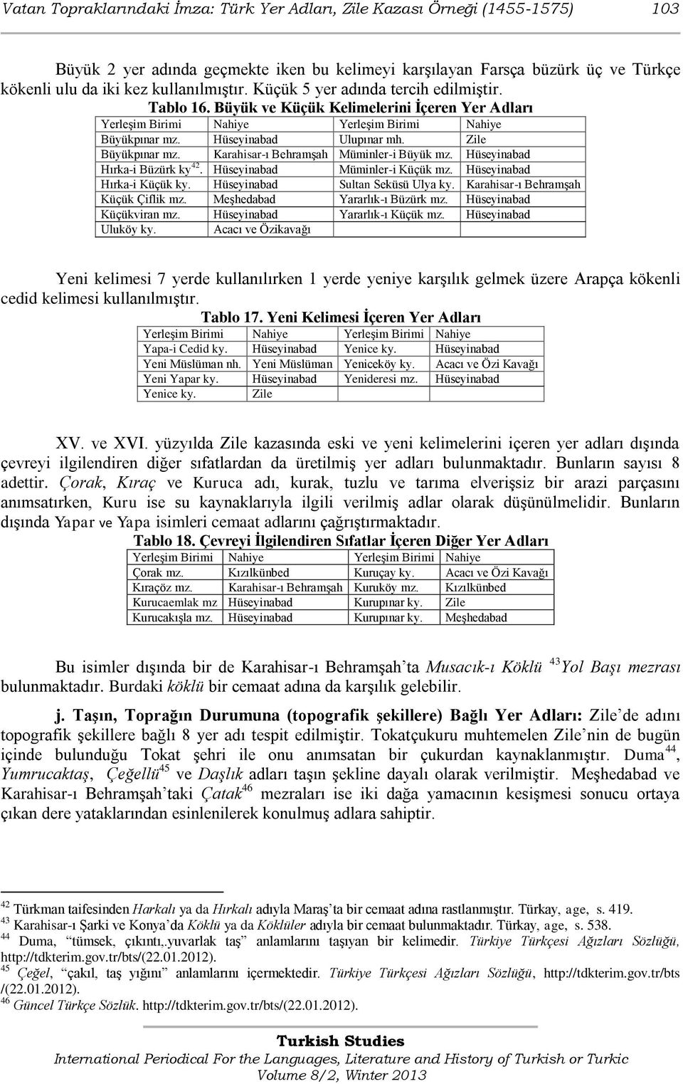 Zile Büyükpınar mz. Karahisar-ı BehramĢah Müminler-i Büyük mz. Hüseyinabad Hırka-i Büzürk ky 42. Hüseyinabad Müminler-i Küçük mz. Hüseyinabad Hırka-i Küçük ky. Hüseyinabad Sultan Seküsü Ulya ky.