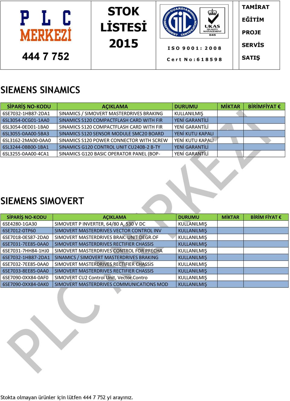 CONNECTOR WITH SCREW YENİ KUTU KAPALI 6SL3244-0BB00-1BA1 SINAMICS G120 CONTROL UNIT CU240B-2 B-TY YENİ GARANTİLİ 6SL3255-0AA00-4CA1 SINAMICS G120 BASIC OPERATOR PANEL (BOP- YENİ GARANTİLİ SIEMENS