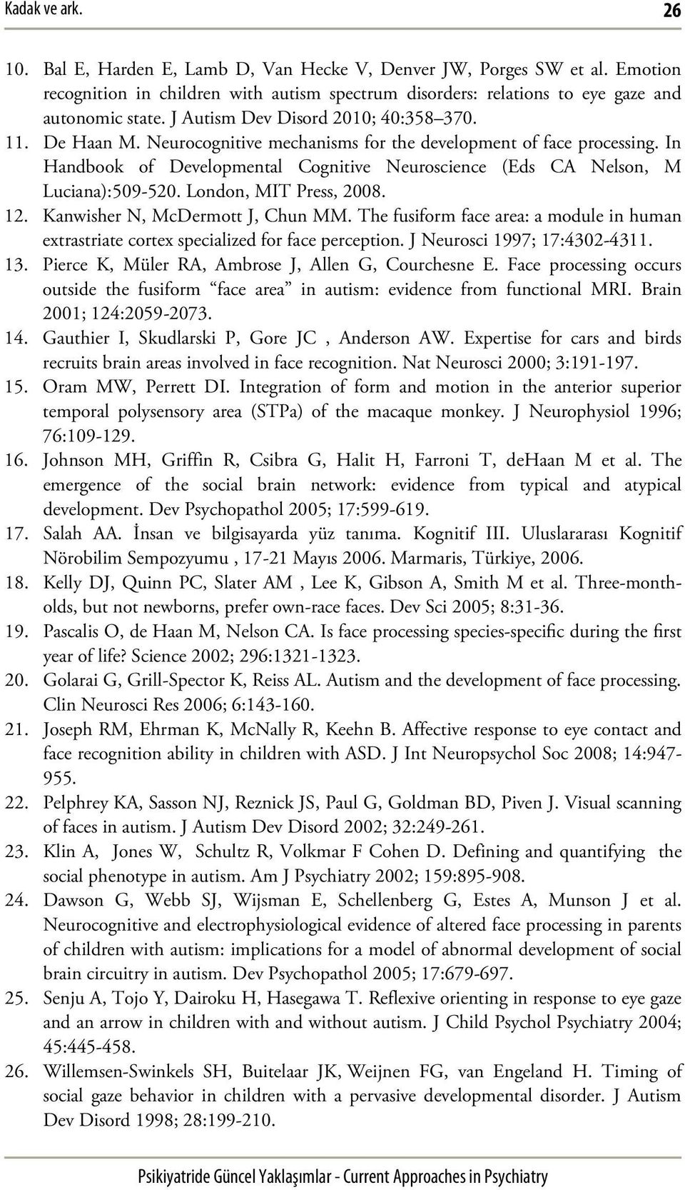 In Handbook of Developmental Cognitive Neuroscience (Eds CA Nelson, M Luciana):509-520. London, MIT Press, 2008. 12. Kanwisher N, McDermott J, Chun MM.