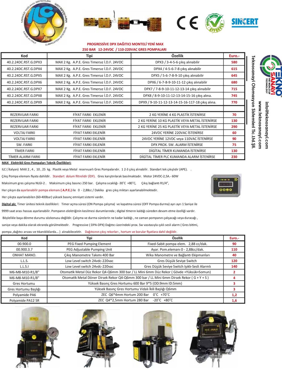 2.24DC.RST.G.DPX7 MAX 2 Kg. A.P.E. Gres Timersız İ.D.F. 24VDC DPX7 / 7-8-9-10-11-12-13-14 çıkış alınabilir 715 40.2.24DC.RST.G.DPX8 MAX 2 Kg. A.P.E. Gres Timersız İ.D.F. 24VDC DPX8 / 8-9-10-11-12-13-14-15-16 çıkış alına.