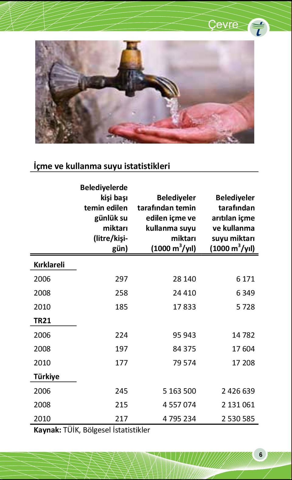 3 /yıl) 2006 297 28 140 6 171 2008 258 24 410 6 349 2010 185 17 833 5 728 TR21 2006 224 95 943 14 782 2008 197 84 375 17 604 2010 177 79