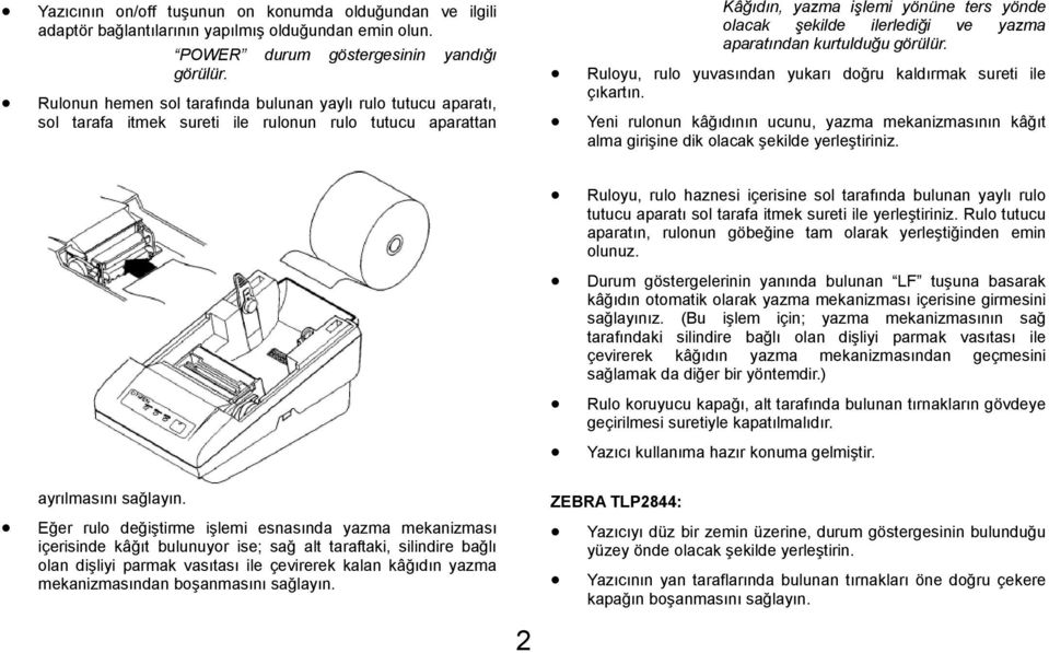 aparatından kurtulduğu görülür. Ruloyu, rulo yuvasından yukarı doğru kaldırmak sureti ile çıkartın.